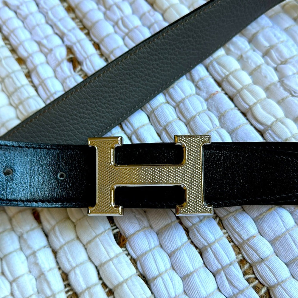 Hermes silver H reversible belt